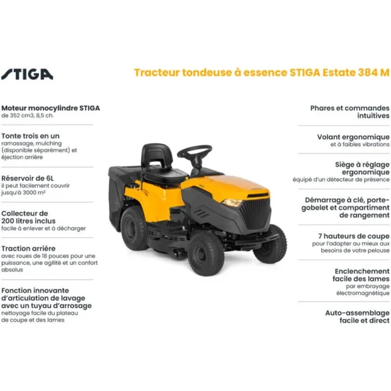 STIGA Estate 384 M - Tracteur tondeuse thermique