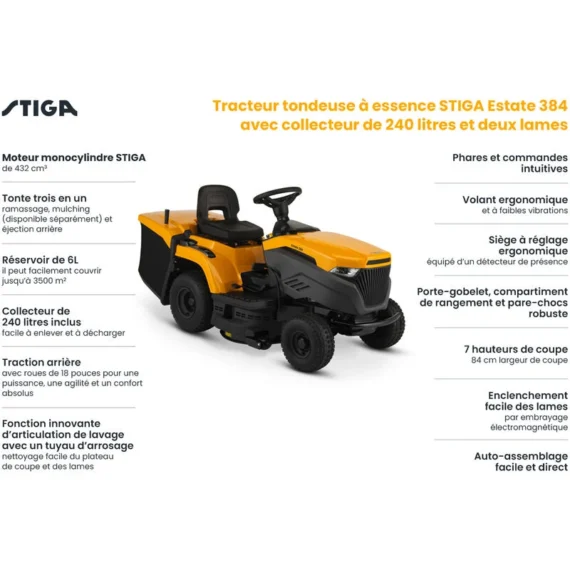 STIGA Estate 384 - Tracteur tondeuse thermique